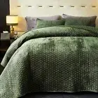 Velvet Quilt King Size, Oversized Bedspread Quilted King/Cal.King Army Green