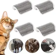 iDopick 4 Pack Cat Self Groomer with Catnip, Wall Corner Massage Comb Scratcher for Shedding Grooming, Softer Massager Comb for Short Long Haired Cats Fur Pets Dog Kitten Puppy