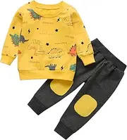 [Elspilit] Toddler Baby Boy Clothes Animal Style Long Sleeve Tops Sweatsuit Pants Outfits Set