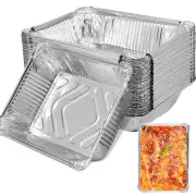 50Pcs Aluminum Foil Trays 1100ml Non-Stick Baking Pans Food Grade BBQ Bowl