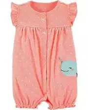 3E NWT {3 Sizes} CARTER'S Girls NARWHAL Sunsuit Romper Shorts Outfit