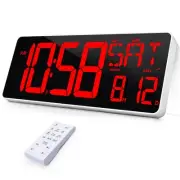 13.7 Inch Large Digital Wall Clock with Remote Control,LED Desk Clock Digital...