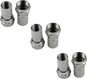 F Plug Connectors Waterproof Micro Screw/Twist On Aerial Coaxial Cable RG6 for Satellite TV Sky NTL (silver)