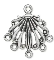 4 Antiqued Silver Plated Pewter 17x16mm Shell Chandelier Earring Connectors *
