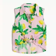 J Crew Crewcuts Girls' sleeveless tie-front button-up top Size 12