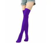 Women's Over Knee High Socks Soild Color Long Socks Women Over Knee Thigh Socks Leg Warmer High Socks -Purple