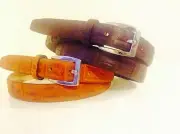 REAL CROCODILE BELT BROWN 30 36 38 40 42 44 S M XL