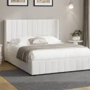 Oikiture Bed Frame Queen Double King Single Gas Lift Base with Storage Boucle