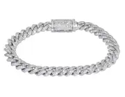 White Gold 5.7CT Real Diamond Miami Cuban Link Bracelet 8MM 8"