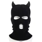 Windproof Knitted Hat For Outdoor Riding & Snow Activities Ox Horn Masked Design