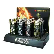 NEWPORT ZERO ALL METAL TORCH SKULL #NZL121 12CT DISPLAY, REFILLABLE