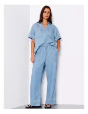 [Grab Denim] Wide Leg Denim Pant in Light Blue