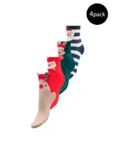 Only Christmas Socks 4Pack Festive Crew Socks Women Red Underwear