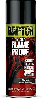 U-POL Raptor Flameproof, Fireproof, Heat Resistant up to 1000 °C, Thermal Paint Spray, Protection for Exhaust, Engine & Exhaust Manifolds from Rust, Quick Drying (Flat Black/Matte Black, 338 ml)