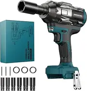 Cordless Impact Wrench for 18V Battery, 900Ft-lbs(1200N.m) Brushless 1/2" High Torque Impact Gun, Power Impact Driver with 4-Mode Speed, 6 Sockets (Battery NOT Included), Blue for MakiTa Battery