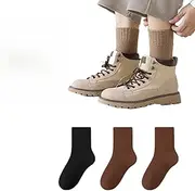 [svlftecon] 3 Pairs Unisex Wool Winter Thermal Socks Cozy Warm Hiking Crew Boot Socks Wool for Winter Crew Series 31, Black 1 Coffee 2, Medium, Black 1 Coffee 2, Medium