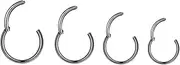 [HQLA] 16G Surgical Steel Hinged Clicker Segment Nose Rings Hoop Helix Cartilage Daith Tragus Sleeper Earrings Body Piercing for women 6mm 8mm 10mm 12mm 14mm