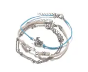 3Pcs Retro Turtle Dolphin Braided Push-Pull Foot Chain Suit