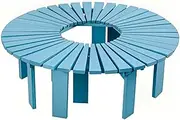 Heavy Duty Benches for Outdoor, Wooden Frame Patio Bench Wrap Around Tree Bench Seat, Backless Lounge Porch Seating for Garden Lawn Yard Entryway, Blue(Half Round)