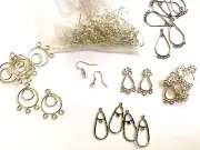 Mixed lot 5 Styles 124 Silver Earring Hooks, Teardrops & Chandelier Ear Wire