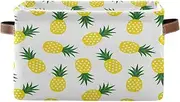Rectangular Storage Basket Bins, Pineapples Pattern Fruit Collapsible Storage Box Cube for Closet Shelves with Handles Laundry Basket Toy Clothes Organizer for Kids Nursery Bedroom 1pc