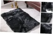 Fluffy Shaggy Soft Faux Sheepskin Fur Area Rugs Floor 2 x 3 ft Rectangle Black