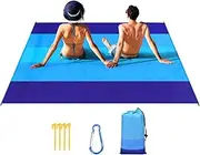 Beach Blankets for Sand | Oversized Sandproof Waterproof Beach Mat 82x78 Inch | Portable Picnic Blanket with 4 Stakes & Corner Pocket for Outdoor Camping, Travel, Hiking