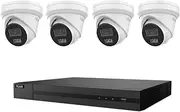 4 Channel 4K NVR Kit with 4X 6MP AI,Dual IR, Metal 2.8mm Fixed White Turret IP Camera & 2TB HDD (HILOOK)