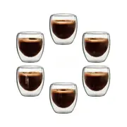ANYGLEAM Tea Cups 6Pcs Insulated Espresso Double Wall Shot Glass Drinkware