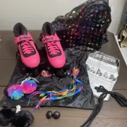 Epic Super Nitro Skates Rainbow & Pink Quad Roller Skate Premium Bag Bundle