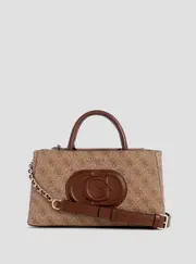 GUESS Women's Eco Brown Logo Mietta Satchel Bag