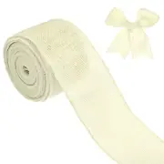 Burlap Ribbon, 2.5" x 10 Yards Burlap Wired Edge Ribbon [Cream]