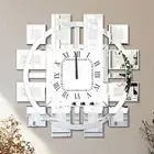 Sparkle Crushed Diamond Silver Mirrored Stylish Elegant Large 60x60cm Wall Clock
