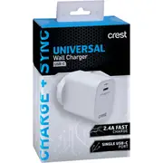 Crest Universal Wall Charger Usb-c Each