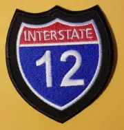 US Primary Interstate 12 Highway approx. 2.75x3" Embroidered Patch *