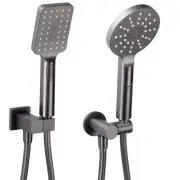 Gun Metal Grey 3 Mode Handheld Shower Head Holder Set Bracket Square/Round Kit
