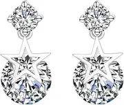 Earring Hoop,Nose Lip Rings,Stud Earrings,Jewellery for Women, Sweet Cute Earrings Female Diamonds Five-Pointed Stars Hollow Earrings Jewelry for Families Friends (Color : Silver, Size : One Size)