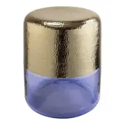Maklaine 17"H Transitional Aluminum & Glass Side Table in Purple/Gold