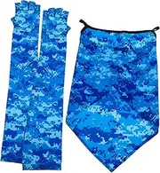 [COLLBATH] Sport Arm Sleeves and Face Mask Set Uv Blocking Cooling Reusable for Summer Cycling Outdoor Running