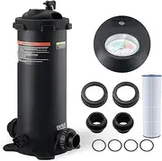 VEVOR 2024 Cartridge Pool Filter Tank & Element for Above Ground & Inground Pools, Large 50Sq. Ft Cleaner System Compatible W/Pumps 1/3 to 1 HP| Up to 2483 GPH |for Pools Up to 19866 Gallons