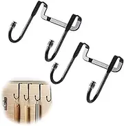 Over The Door Hooks Hanging Organizer: Stainless Steel Double S-Shaped Heavy Duty Over The Bathroom Kitchen Cabinet Door Hook Holder Hanger for Cup Mug Turner Kitchen Basket Dish Towel (Black)