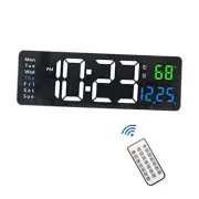 Digital Wall Clock, 13’’ Large LED Wall Clock with Remote Control, 13'' Black