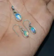 925 SOLID STERLING SILVER ETHIOPIAN OPAL HOOK EARRING CHAIN PENDANT SET 1 P398