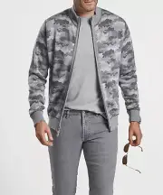 PETER MILLAR Crown Alpine Reversible Full-Zip Cardigan Camo/Solid Wool Sz L $350
