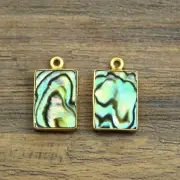 Natural Abalone Shell Yellow Gold Plated Pair Connector Making For Earrings