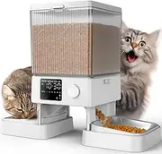 oneisall Automatic Cat Feeder for 2 Cats, 20 Cups/5L Automatic Cat Food Dispenser for Small Pets Indoor, Timed Cat Feeder for Dry Food(White)