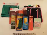 8-lot-SCHOOL-MEAD 5 STAR-3 ZIPPER-PENCIL POUCHES-MINI WRITING PADS-70 PENCILS***