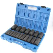 19pcs 1/2" Impact Socket Set, 6-Point Deep Socket, Cr-V Steel, 3/8 inch - 1-1...