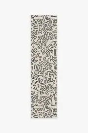 75' x 305' | Machine Washable Runner Rug | Kid & Pet Friendly | Indoor Rug | Block Party Black & Ivory Flatwoven Rug by Keith Haring | Ruggable