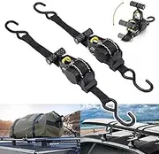 2PCS Auto Retractable Ratchet Strap Tie Down Straps for Cargo Van Car Rack Lashing